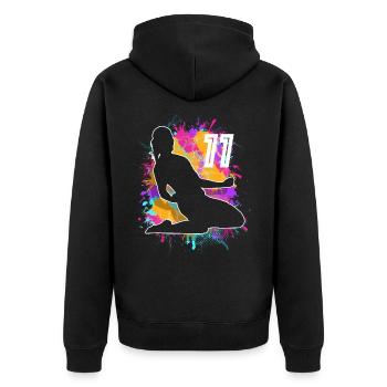 Fußballerin Fußball 11. Geburtstag - Unisex Premium Bio Zip Hoodie - Schwarz - Hinten - Nico (187cm)