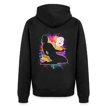 Football Femme Football 8e anniversaire - Veste à capuche bio Premium Unisexe - noir - Dos - Nico (187cm)