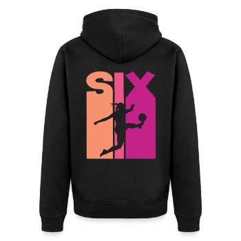 6th Birthday Women's Soccer Soccer Player Soccer - Unisex Premium Organic Zip Hoodie - black - Back - Nico (187cm)