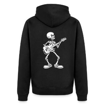 Funny Skeleton Skull Guitarist Halloween - Unisex Premium Organic Zip Hoodie - black - Back - Nico (187cm)