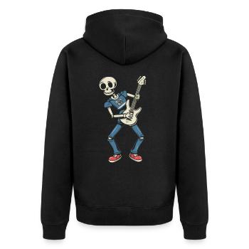 Funny Skeleton Skull Guitarist Halloween - Unisex Premium Organic Zip Hoodie - black - Back - Nico (187cm)
