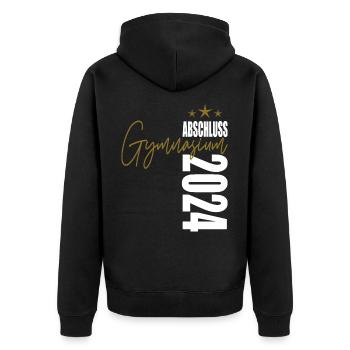 Abschluss Gymnasium 2024 - Unisex Premium Bio Zip Hoodie - Schwarz - Hinten - Nico (187cm)