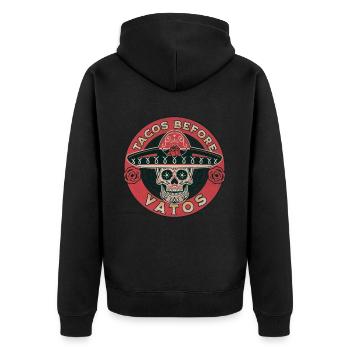 Taco - Unisex Premium Organic Zip Hoodie - black - Back - Nico (187cm)
