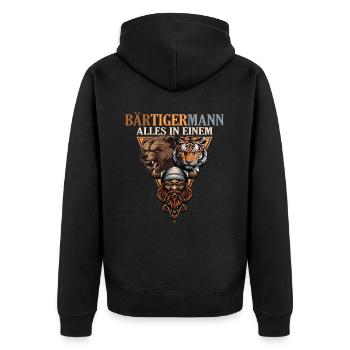 Wikinger - Bärtigermann Bär Tiger Mann - Unisex Premium Bio Zip Hoodie - Schwarz - Hinten - Nico (187cm)