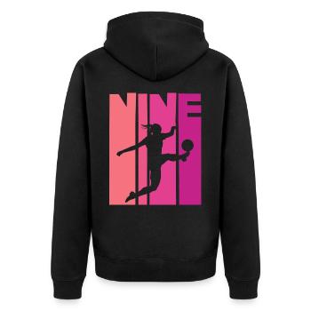 Footballeur Football 9ème Anniversaire - Veste à capuche bio Premium Unisexe - noir - Dos - Nico (187cm)