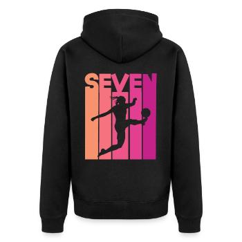Fußballerin Fußball 7. Geburtstag - Unisex Premium Bio Zip Hoodie - Schwarz - Hinten - Nico (187cm)