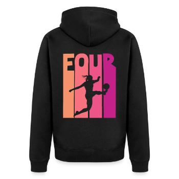 Footballeur Football 4ème Anniversaire - Veste à capuche bio Premium Unisexe - noir - Dos - Nico (187cm)