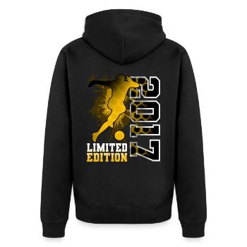 2017 Geburtsjahr Geburtstag Fußball - Unisex Premium Bio Zip Hoodie - Schwarz - Hinten - Nico (187cm)