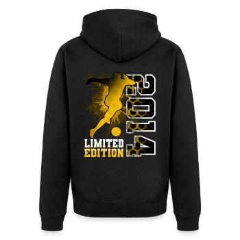 2014 Année de naissance Anniversaire Football - Veste à capuche bio Premium Unisexe - noir - Dos - Nico (187cm)