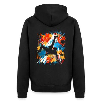 Fußball Fußballer - Unisex Premium Bio Zip Hoodie - Schwarz - Hinten - Nico (187cm)