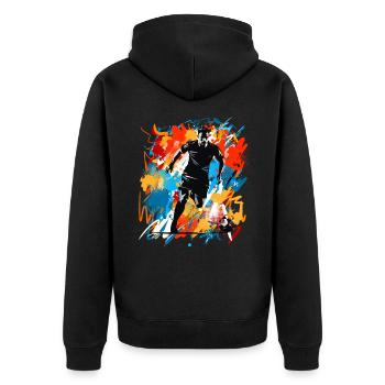 Fußball Fußballer - Unisex Premium Bio Zip Hoodie - Schwarz - Hinten - Nico (187cm)