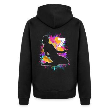Fußballerin Fußball 7. Geburtstag - Unisex Premium Bio Zip Hoodie - Schwarz - Hinten - Nico (187cm)
