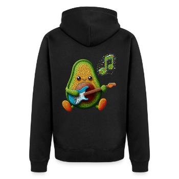 FLAVOR AND MUSIC, AVOCADO PLAYING ELECTRIC GUITAR - Unisex Premium Organic Zip Hoodie - black - Back - Nico (187cm)