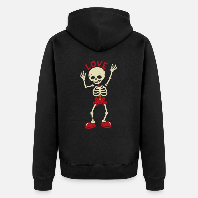 Danse Squelette Crâne Amour Halloween - Veste à capuche bio Premium Unisexe - noir