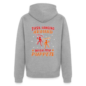 Puppeteers and marionettes for puppet shows - Unisex Premium Organic Zip Hoodie - heather grey - Back - Nico (187cm)