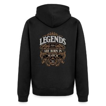 2024 März Geboren Geburtstag Geburtsjahr - Unisex Premium Bio Zip Hoodie - Schwarz - Hinten - Nico (187cm)