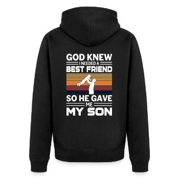 My Best Friend My Son - Unisex Premium Bio Zip Hoodie - Schwarz - Hinten - Nico (187cm)