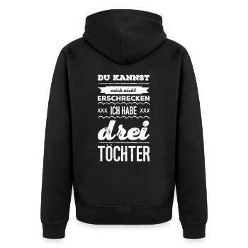 Dad Father's Day - Three Daughters - Unisex Premium Organic Zip Hoodie - black - Back - Nico (187cm)