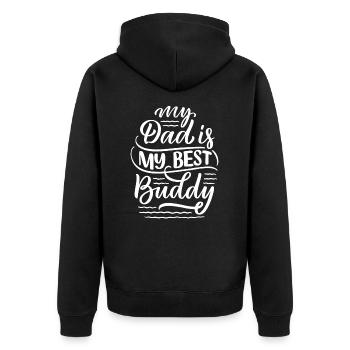 my dad is my best buddy - Unisex Premium Bio Zip Hoodie - Schwarz - Hinten - Nico (187cm)