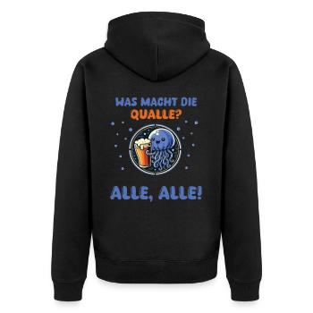 Fröhliche Qualle - Bierliebhaber T-Shirt - Unisex Premium Bio Zip Hoodie - Schwarz - Hinten - Nico (187cm)