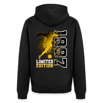 1997 Geburtsjahr Geburtstag Fußball - Unisex Premium Bio Zip Hoodie - Schwarz - Hinten - Nico (187cm)