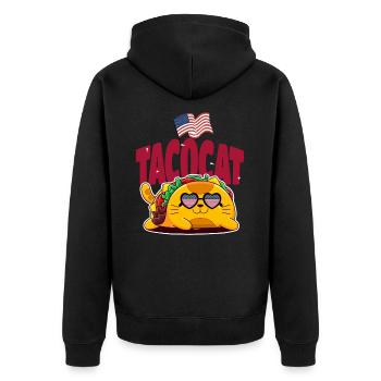 Taco - Unisex Premium Organic Zip Hoodie - black - Back - Nico (187cm)