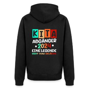Kita Abgänger 2024 - Schulkind Einschulung Sprüche - Unisex Premium Bio Zip Hoodie - Schwarz - Hinten - Nico (187cm)