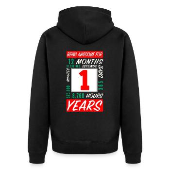 Enfants 1 Ans Anniversaire Mois Heures - Veste à capuche bio Premium Unisexe - noir - Dos - Nico (187cm)