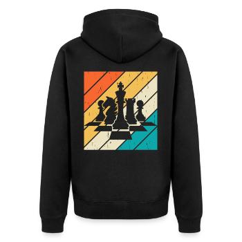 Schach - Unisex Premium Bio Zip Hoodie - Schwarz - Hinten - Nico (187cm)