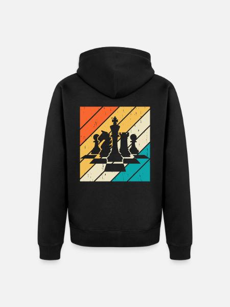Szachy - Ekologiczna rozpinana bluza z kapturem Premium unisex - czarny
