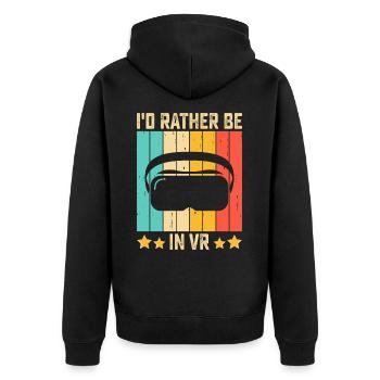 VR Virtual Reality Brille Virtuelle Realität - Unisex Premium Bio Zip Hoodie - Schwarz - Hinten - Nico (187cm)