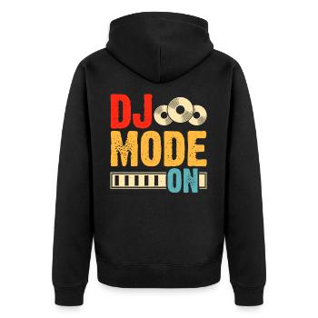 Dj Mode On - Unisex Premium Bio Zip Hoodie - Schwarz - Hinten - Nico (187cm)