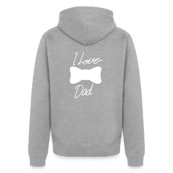 I love dad - Unisex Premium Bio Zip Hoodie - Grau meliert - Hinten - Nico (187cm)