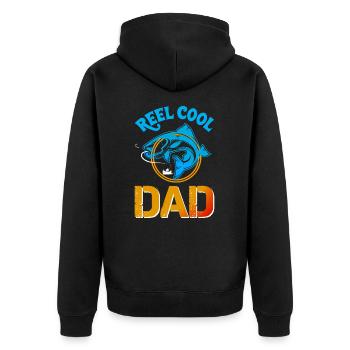 Moulinet cool papa pêche - Veste à capuche bio Premium Unisexe - noir - Dos - Nico (187cm)