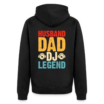 Husband Dad Dj Legend - Unisex Premium Bio Zip Hoodie - Schwarz - Hinten - Nico (187cm)