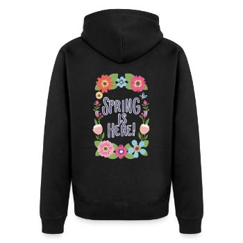 Spring Spring is here Flowers Spring Flowers - Unisex Premium Organic Zip Hoodie - black - Back - Nico (187cm)