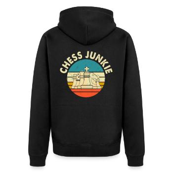 Schach - Unisex Premium Bio Zip Hoodie - Schwarz - Hinten - Nico (187cm)