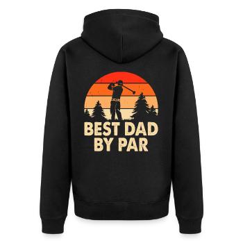 Best Dad By Par - Unisex Premium Bio Zip Hoodie - Schwarz - Hinten - Nico (187cm)