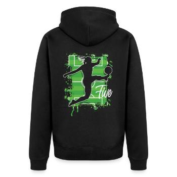 Soccer Woman Soccer 5th Birthday - Unisex Premium Organic Zip Hoodie - black - Back - Nico (187cm)