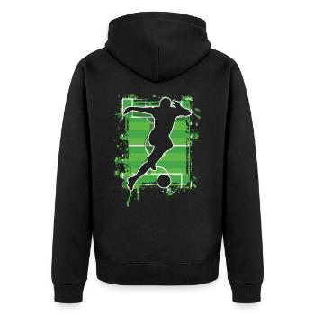 Fußball Fußballer - Unisex Premium Bio Zip Hoodie - Schwarz - Hinten - Nico (187cm)