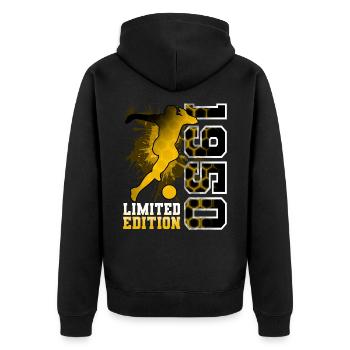 1950 Année De Naissance Anniversaire Football - Veste à capuche bio Premium Unisexe - noir - Dos - Nico (187cm)