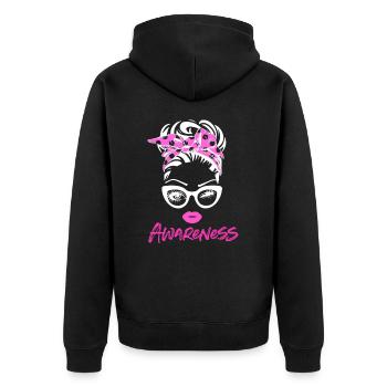 Sensibilisation au cancer du sein - Veste à capuche bio Premium Unisexe - noir - Dos - Nico (187cm)