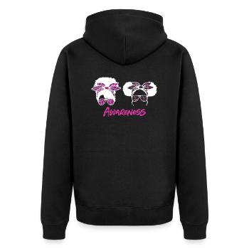 Brustkrebs Bewusstsein - Unisex Premium Bio Zip Hoodie - Schwarz - Hinten - Nico (187cm)