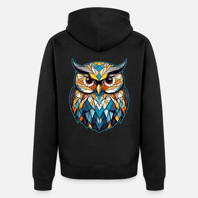 Cooles Eulen Symbol - Unisex Premium Bio Zip Hoodie - Schwarz