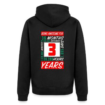 Children 3 Years Birthday Months Hours - Unisex Premium Organic Zip Hoodie - black - Back - Nico (187cm)