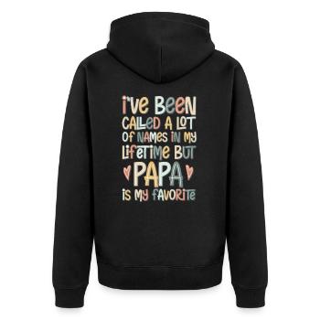 i've been called papa - Unisex Premium Bio Zip Hoodie - Schwarz - Hinten - Nico (187cm)