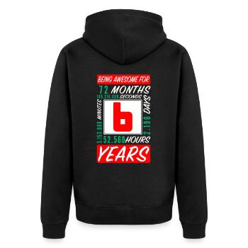 Children 6 Years Birthday Months Hours - Unisex Premium Organic Zip Hoodie - black - Back - Nico (187cm)