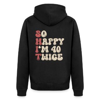 80. Geburtstag Lustiger Spruch - Unisex Premium Bio Zip Hoodie - Schwarz - Hinten - Nico (187cm)