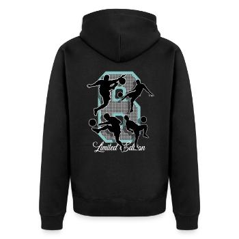 Football du 6e anniversaire - Veste à capuche bio Premium Unisexe - noir - Dos - Nico (187cm)