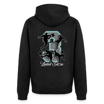 3ème anniversaire Football - Veste à capuche bio Premium Unisexe - noir - Dos - Nico (187cm)